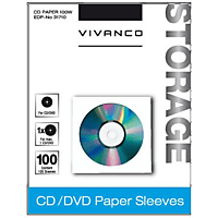 VIVANCO 31710 CD/DVD Papier-Umschläge, 100er Pack, weiss