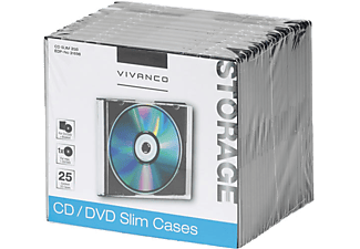 VIVANCO 31698 CD/DVD Slim Case, 25er Pack, schwarz