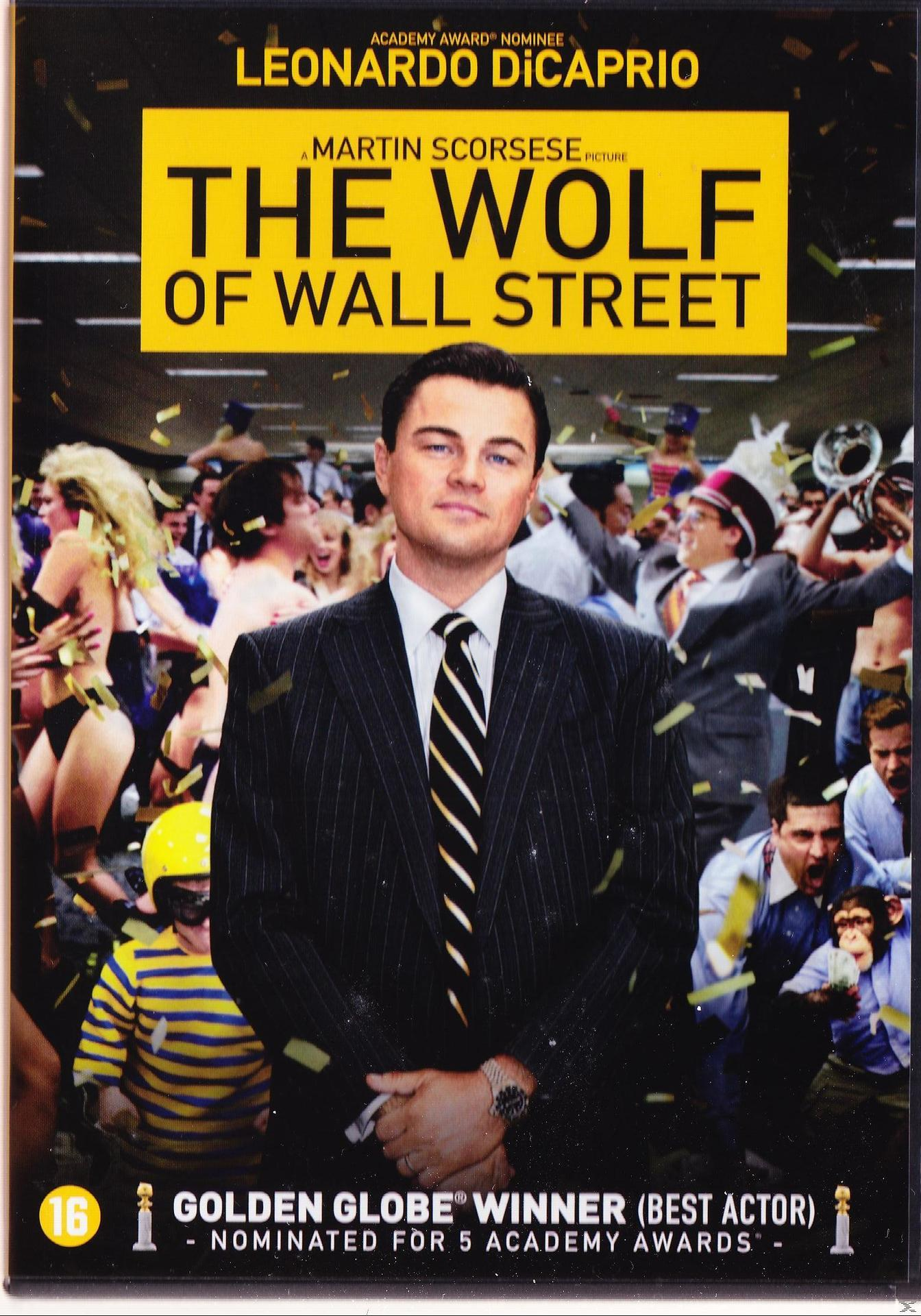 DVD cover with Leonardo DiCaprio and others from the movie, The Wolf of Wall Street.