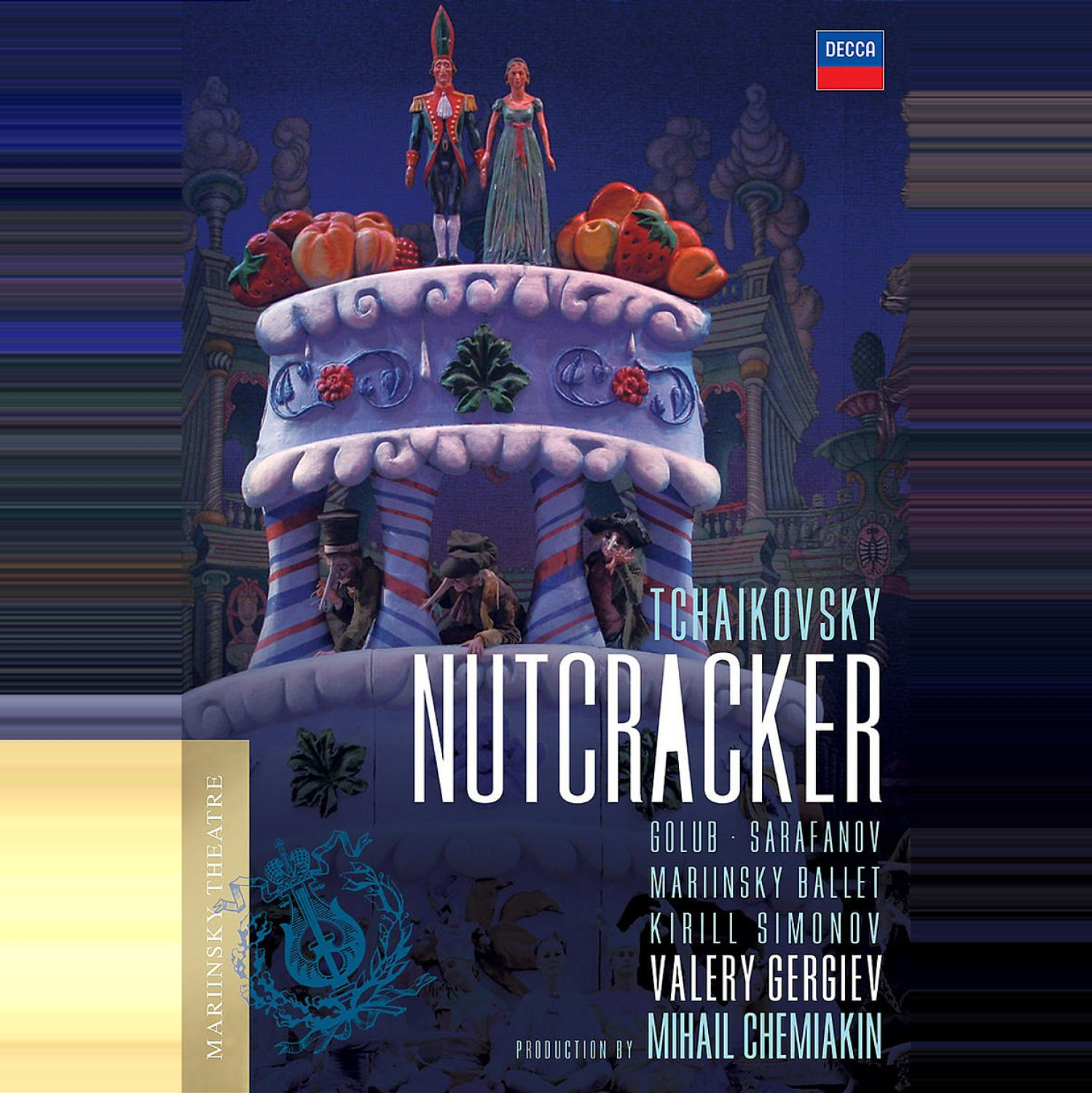 Ein Nutcracker-Albumcover mit kuchenartiger Struktur und Figuren oben drauf.