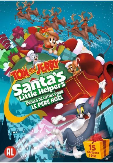 Pochette de DVD de dessin animé Tom et Jerry, Père Noël avec rennes.