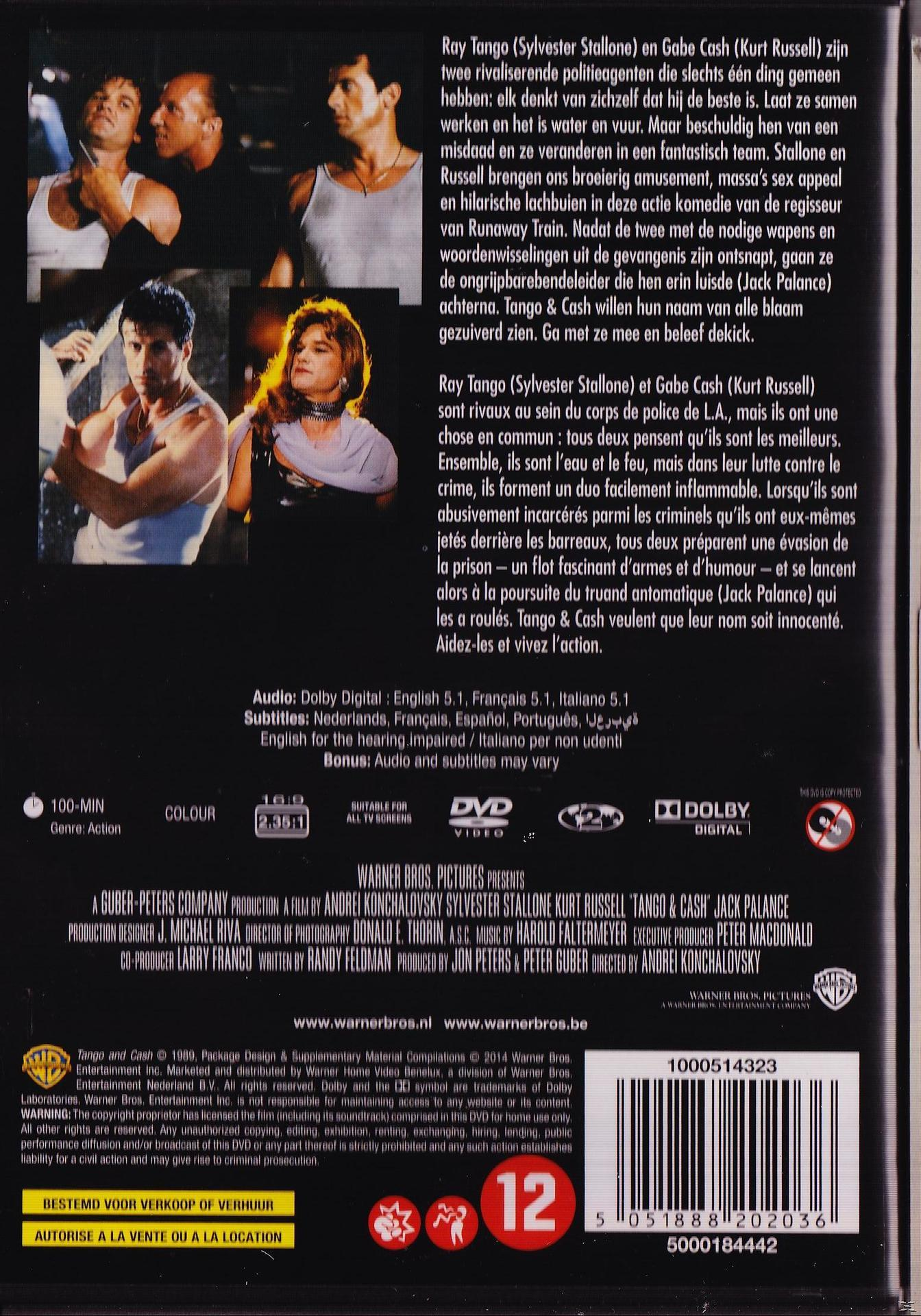 Pochette DVD de 'Tango & Cash'. Avec Sylvester Stallone et Kurt Russell dans une scène d'action.