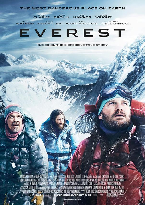 Filmposter, Everest, bergscène, klimmers, tekst.