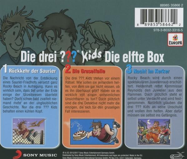 CD-Rückseite mit Cartoon-Illustrationen. Text auf Deutsch. Buntes Design.