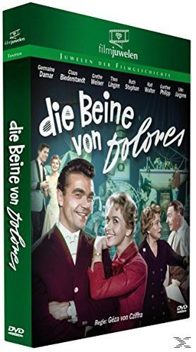 DVD-Hülle mit dunkelhaarigem Mann und Frau, Text 'Die Beine von Dolores'.