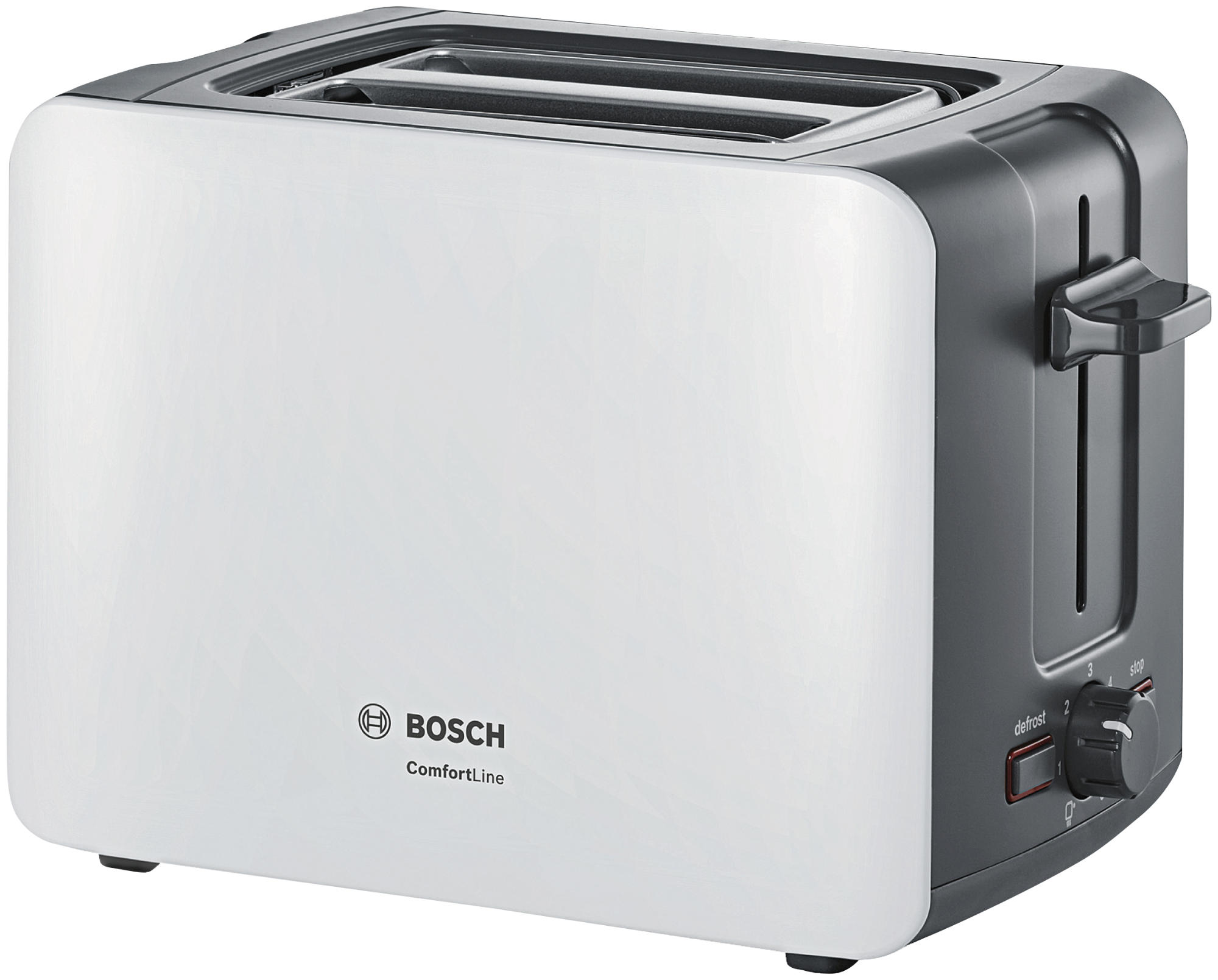 BOSCH TAT6A111 ComfortLine Toaster (1090 Watt, Schlitze: Weiß/Dunkelgrau 2)