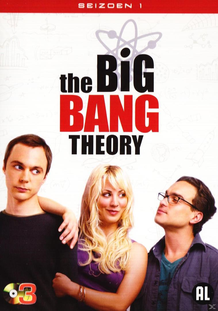 DVD-hoes van The Big Bang Theory met drie acteurs en de titel van de show.