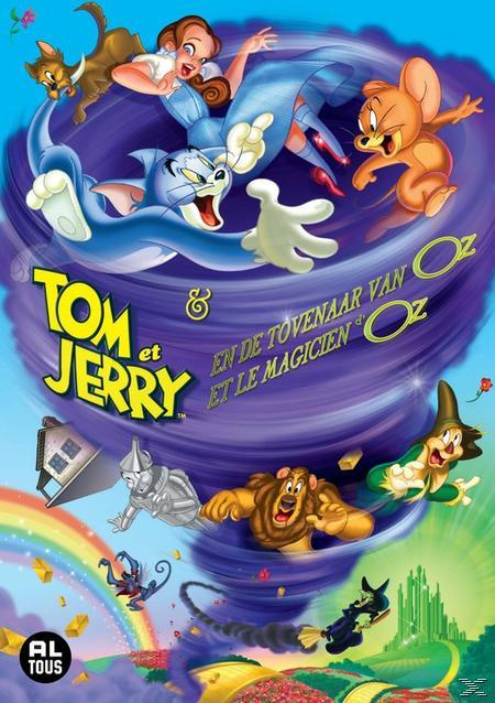 Tom en Jerry cartoon DVD-hoes met personages in een tornado.