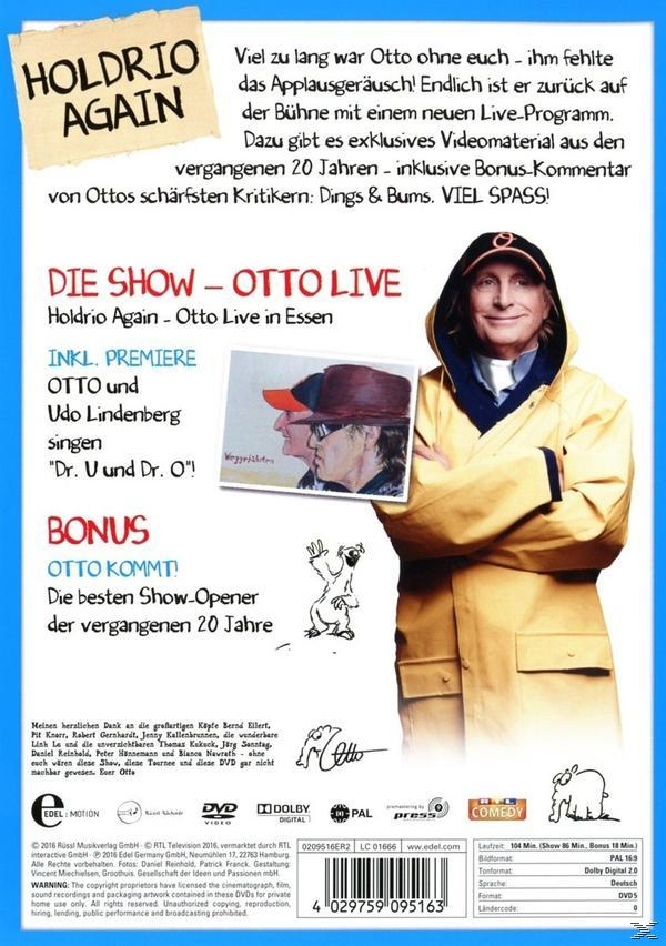 DVD-Rückseite: Ottos Show, mit Otto in einem gelben Mantel und anderen Bildern von Otto.