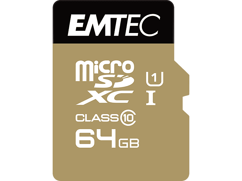 EMTEC Geheugenkaart microSDXC Gold+ 64 GB Class 10 (ECMSDM64GXC10GP)