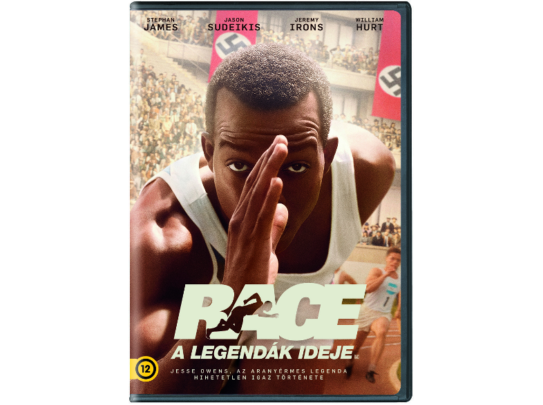 A Race című film DVD borítója. Egy fekete férfi fut. A háttérben náci szimbólumok láthatók.