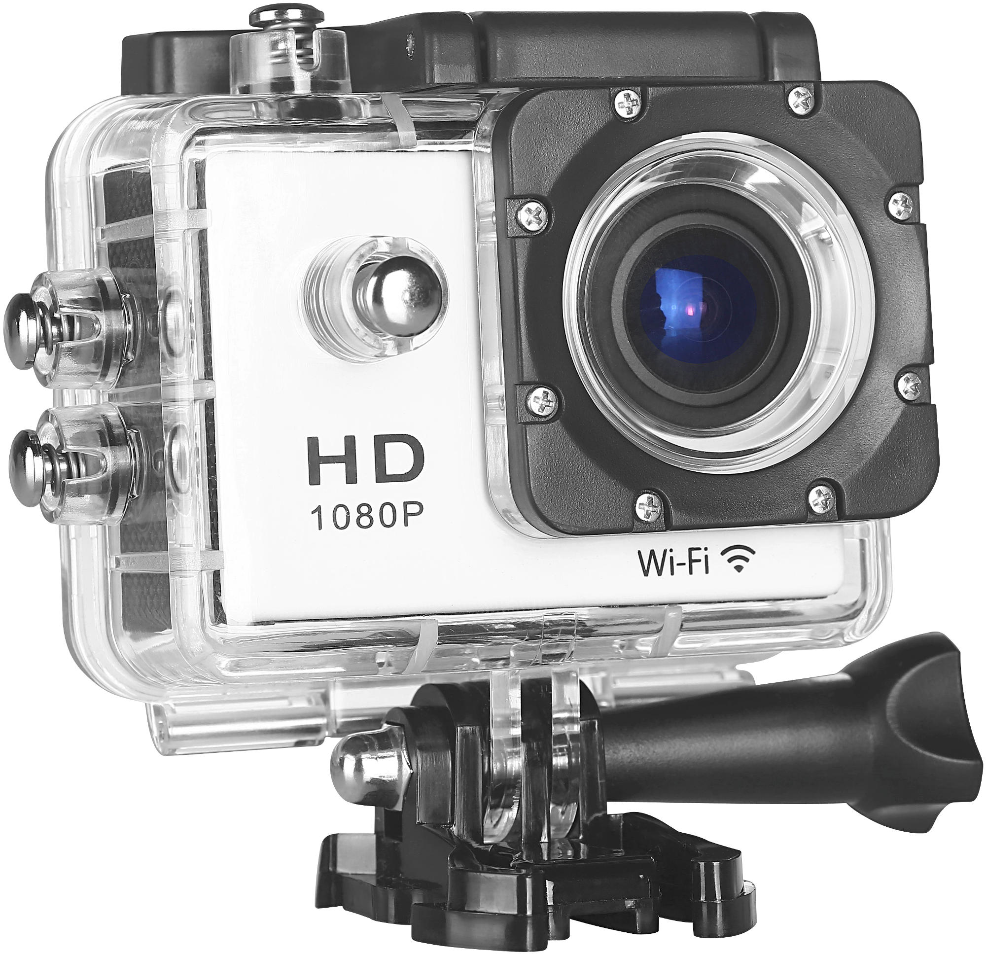 Cámara deportiva - NK AC3056-FDB, Pantalla 2", Zoom 4x, Full HD, Wi-Fi, Carcasa acuática, Blanco