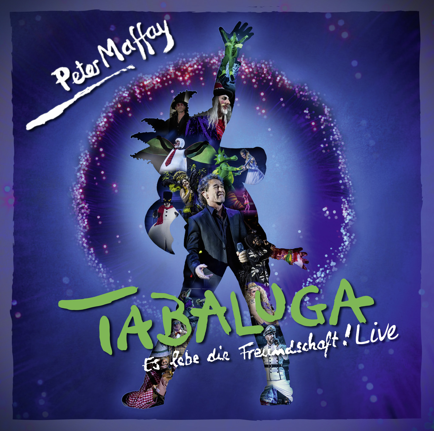 Peter Maffay Tabaluga Live DVD-Cover mit bunten Figuren und Lichtern.