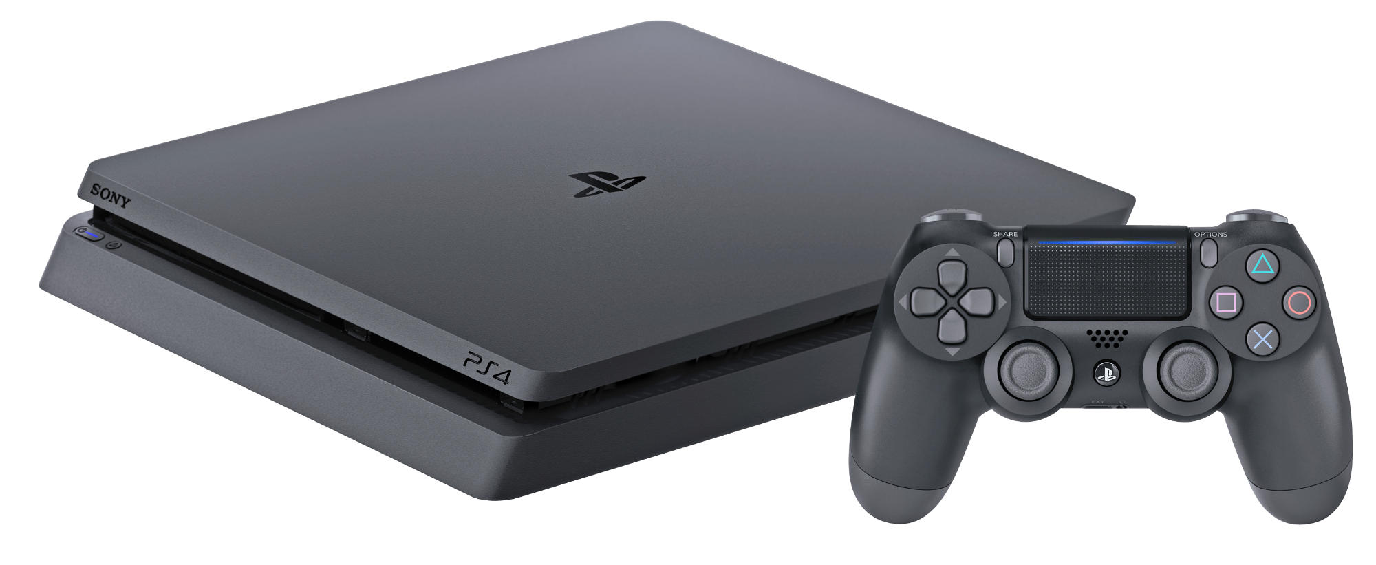 Consola - Sony - PS4 SLIM Negra , 1TB, 2 DualShock 4 , Headset y funda de silicona para DS4