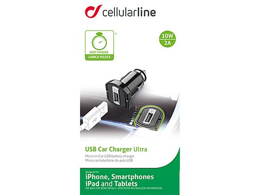 CELLULAR LINE MICROCBRUSB2AK - caricabatteria da auto (Nero)