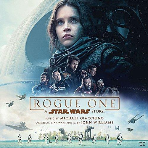 Rogue One: A Star Wars Story Poster. Zeigt eine Frau, mehrere Charaktere und Raumschiffe im Weltraum.