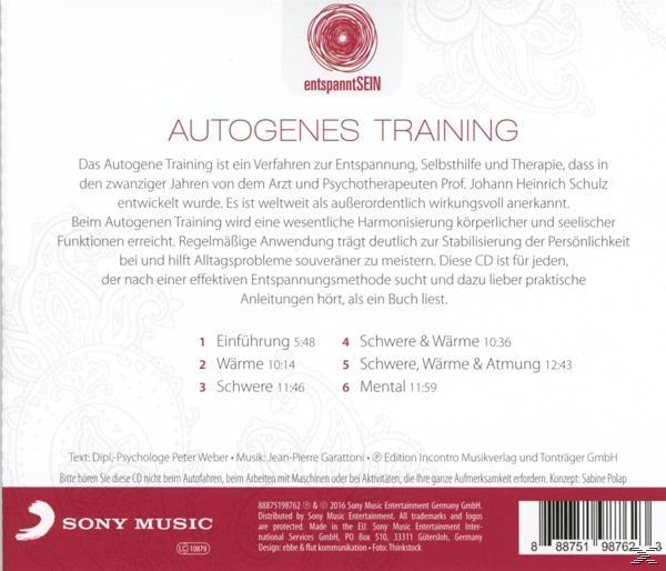 CD-Cover mit Text über Autogenes Training, eine Entspannungsmethode. Der Hintergrund ist ein Wirbeldesign.