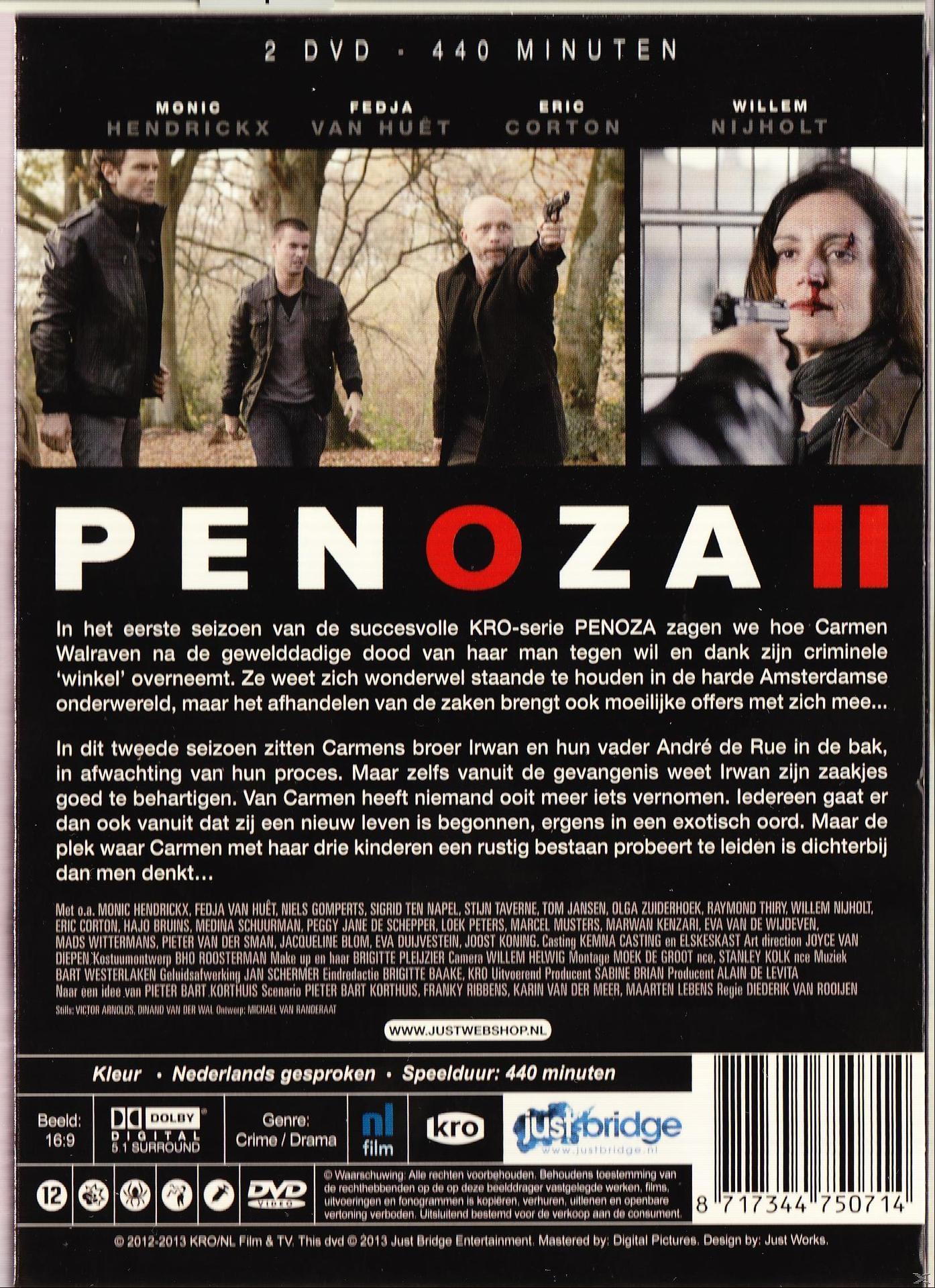 DVD case for Penzoza II with text and images of actors. The background is a blurry outdoor scene.