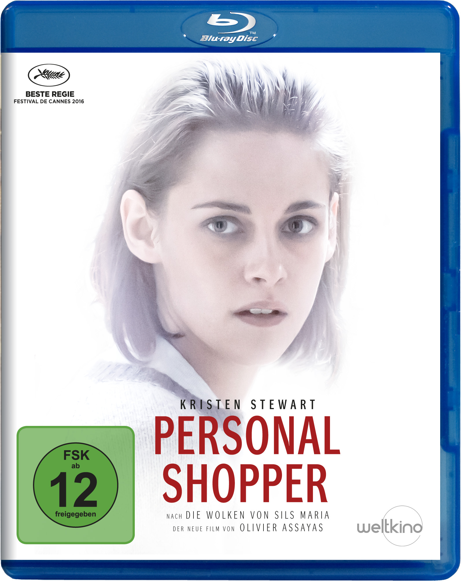 Blu-ray-Cover mit Kristen Stewarts Gesicht und dem Titel 'PERSONAL SHOPPER'.