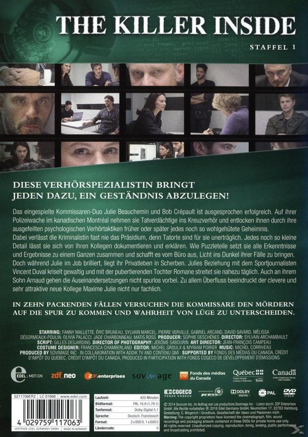 DVD-Cover mit Bildern von Schauspielern und Text über 'The Killer Inside'.