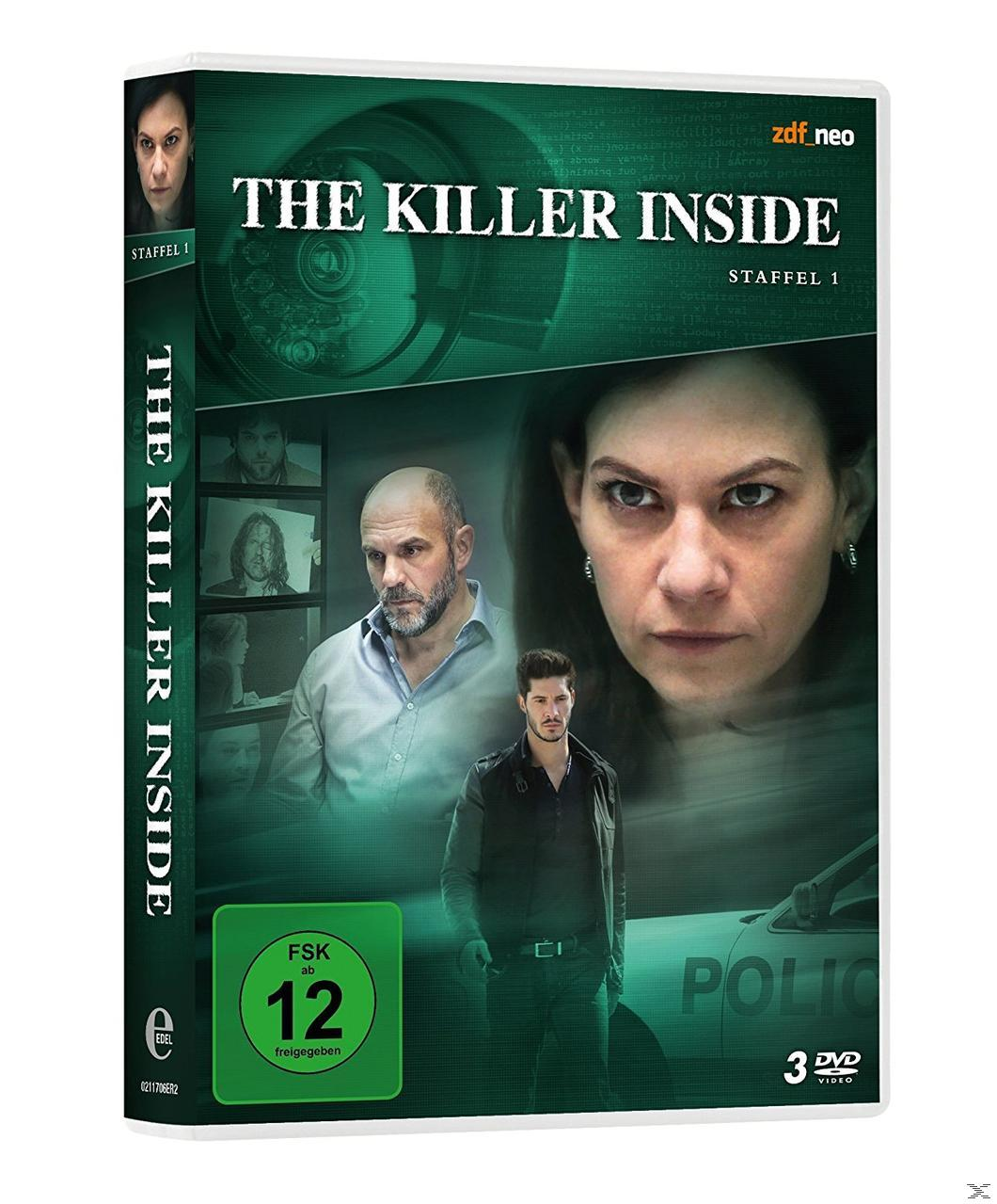 DVD-Hülle für 'The Killer Inside' mit Schauspielern und einer Polizeiauto-Grafik.