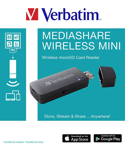 VERBATIM 49160 Mediashare Mini Wireless Micro-SD Kartenleser