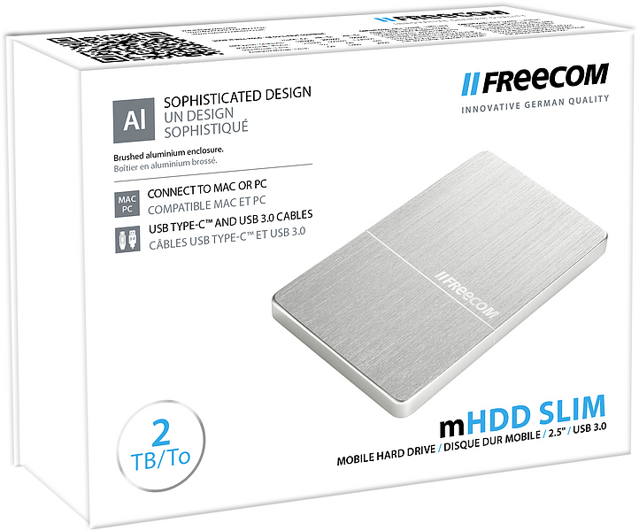 FREECOM 56381 Festplatte, 2 TB, 2,5 Zoll, extern, Silber