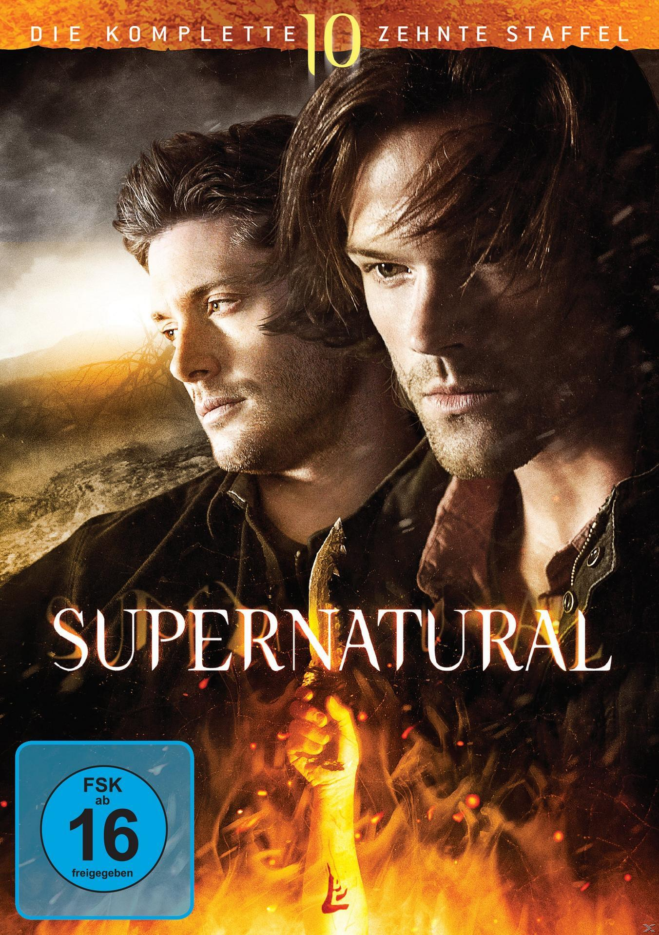 Zwei Männer auf einem DVD-Cover mit der Aufschrift „Supernatural“. Der Hintergrund ist ein orange-schwarzer Farbverlauf.