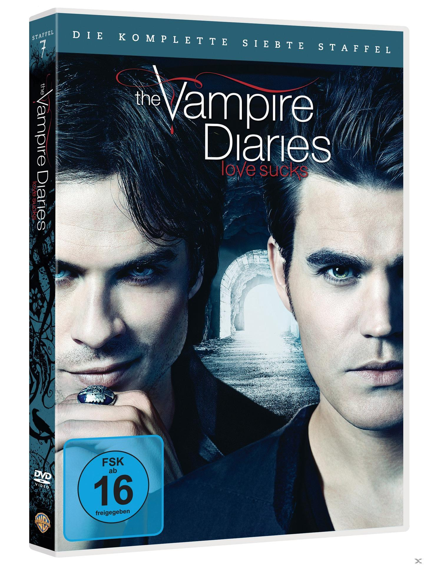 DVD-Hülle von The Vampire Diaries, mit den Gesichtern zweier Schauspieler.