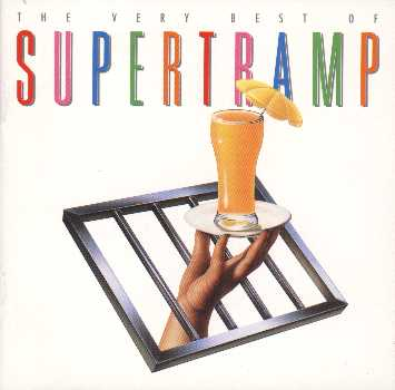 Pochette d'album de 'Supertramp' avec une main tenant un verre de jus d'orange.
