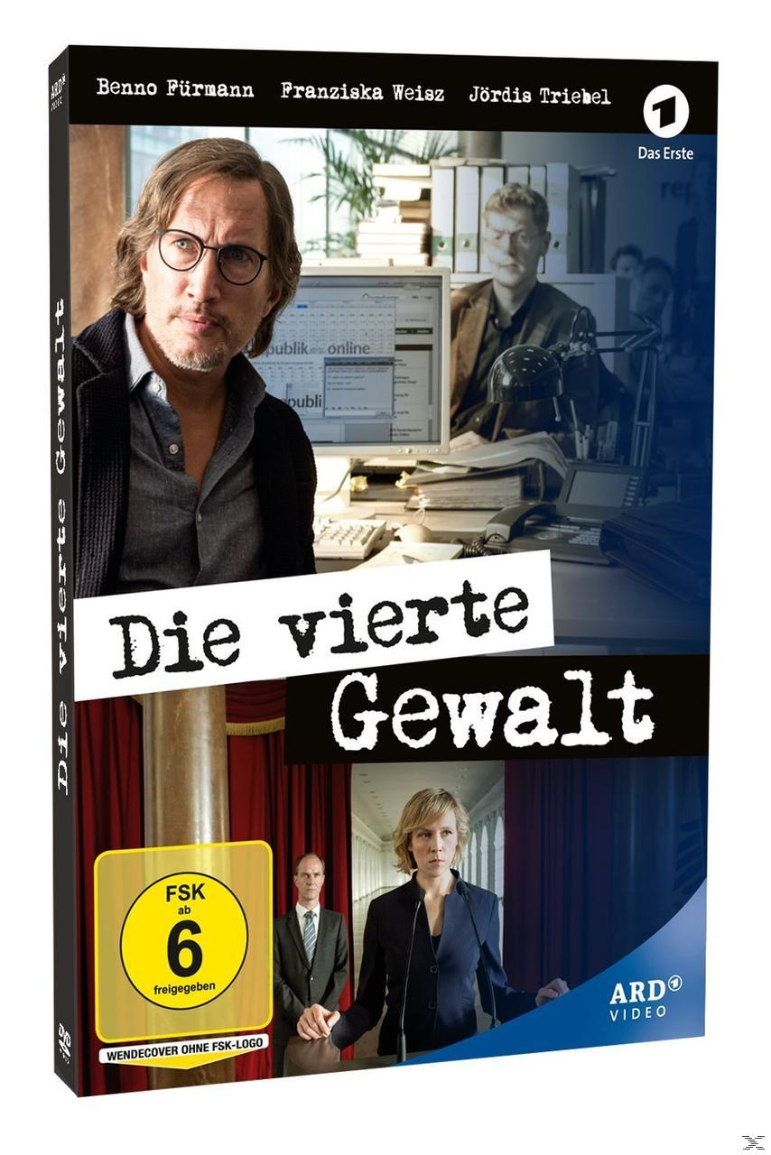 DVD-Cover mit Schauspielern und Text: Die vierte Gewalt. Ein Mann mit Brille und eine Frau sind in der Szene.