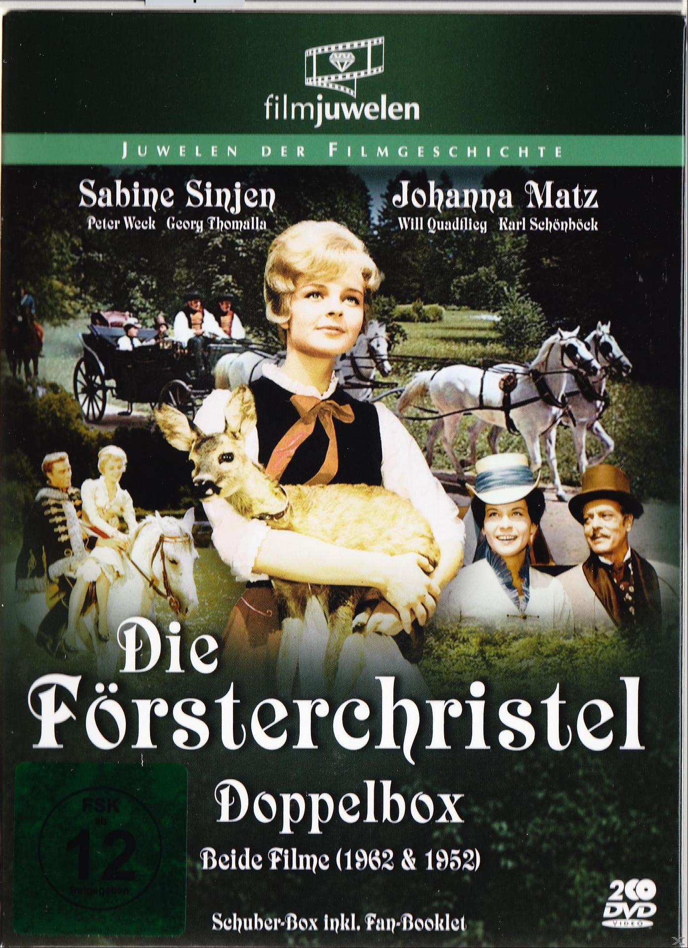 Filmplakat für Die Försterchristel. Eine Frau mit einem Reh. Andere Personen auf Pferden im Hintergrund.