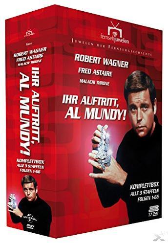 DVD-Box: Robert Wagner. Mann hält Juwel. Roter Hintergrund mit Text.