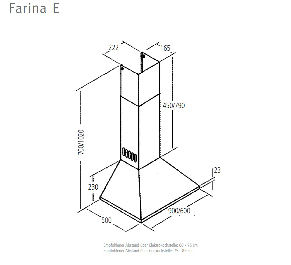 ORANIER Farina E 60, Dunstabzugshaube (600 mm breit, 500 mm tief)