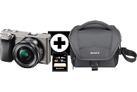 SONY Alpha 6000 KIT (ILCE-6000L) + Tasche + Speicherkarte Systemkamera  mit Objektiv 16-50 mm , 7,6 cm Display, WLAN