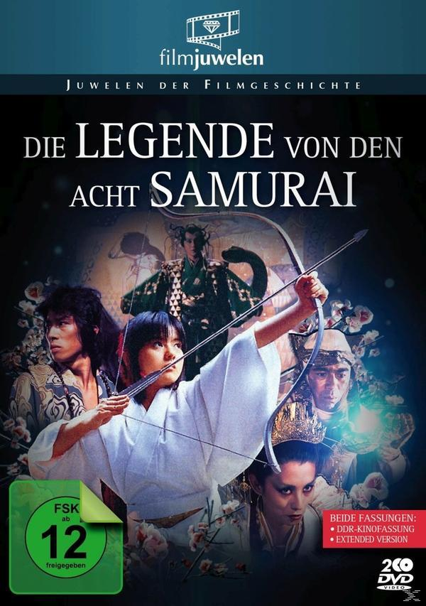 Filmposter mit Samurai-Charakteren. Titel: Die Legende von den Acht Samurai.