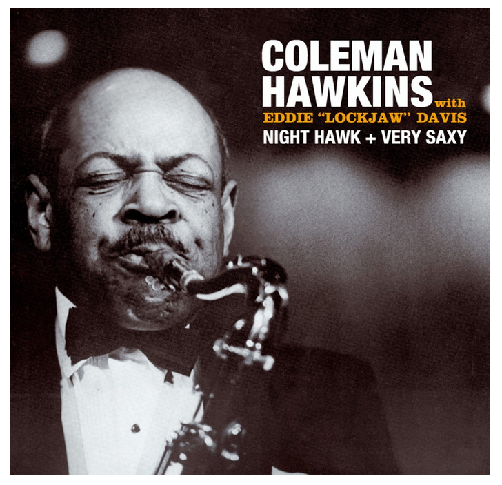 Coleman Hawkins fekete-fehér album borítója szaxofonozik.