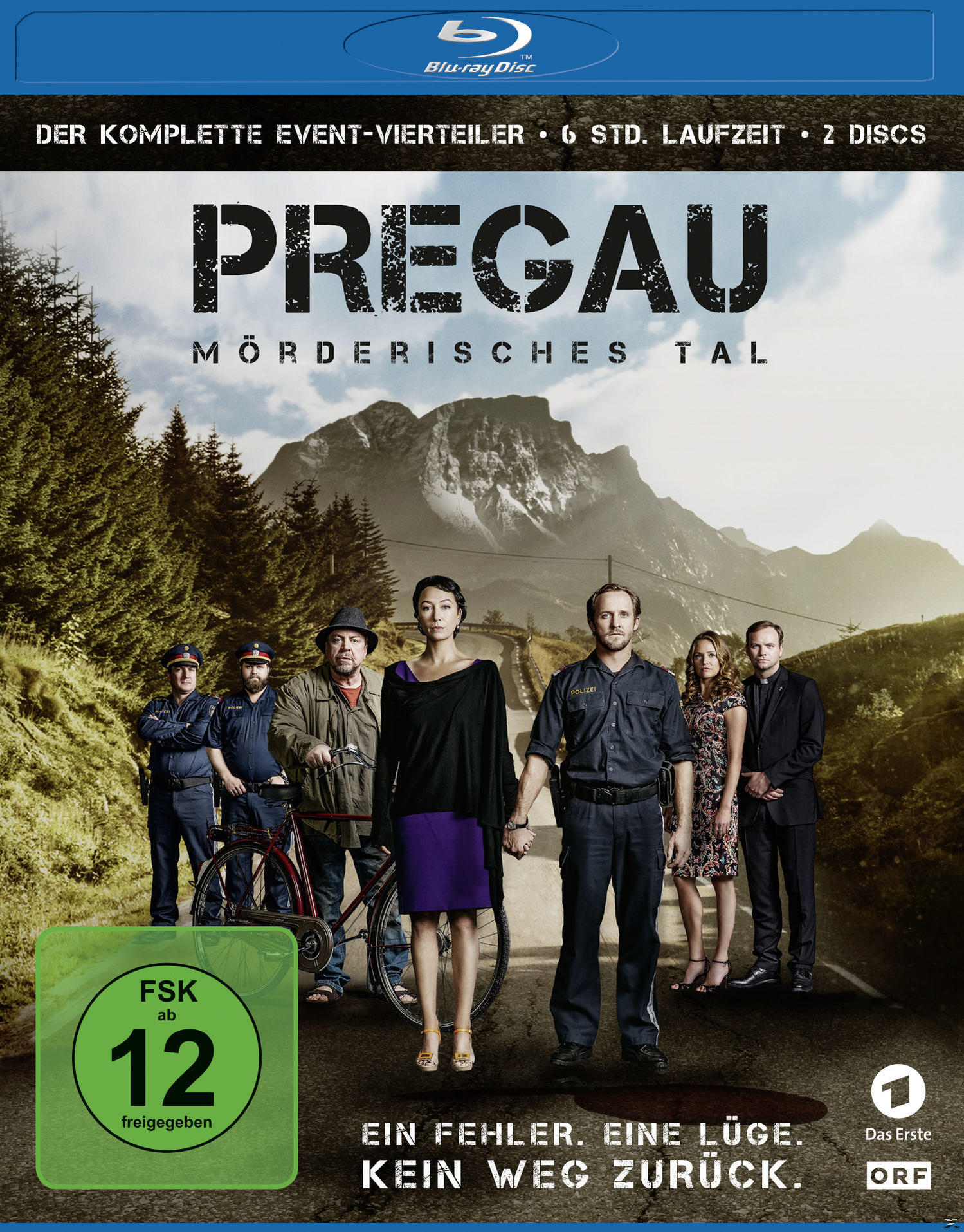 DVD-Cover: Menschen in einer Berglandschaft. Text: Pregau, Mord im Tal.