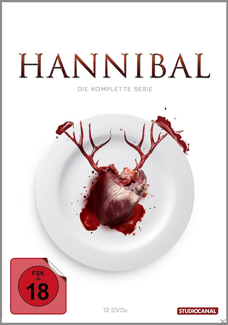 Ein Teller mit einem herzförmigen Objekt mit rotem Blut, Teil eines 'Hannibal'-DVD-Covers.