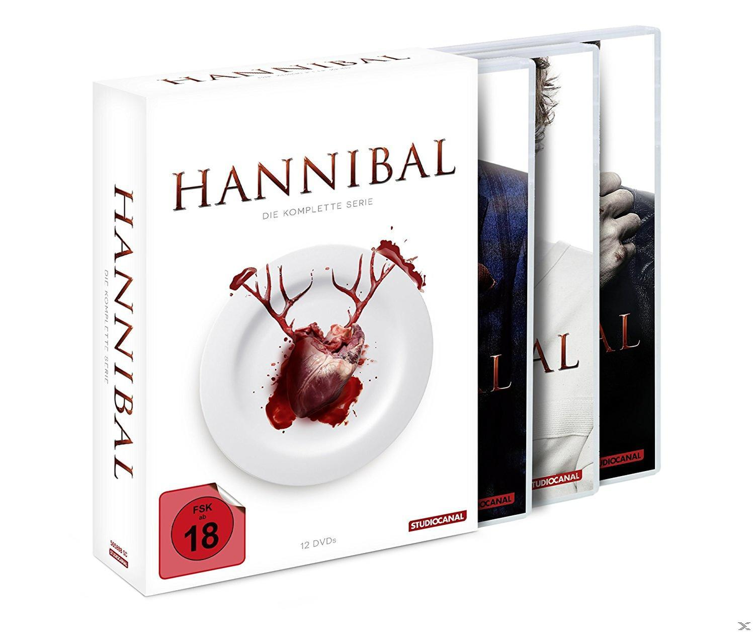 DVD-Box-Set für Hannibal mit drei sichtbaren DVDs.