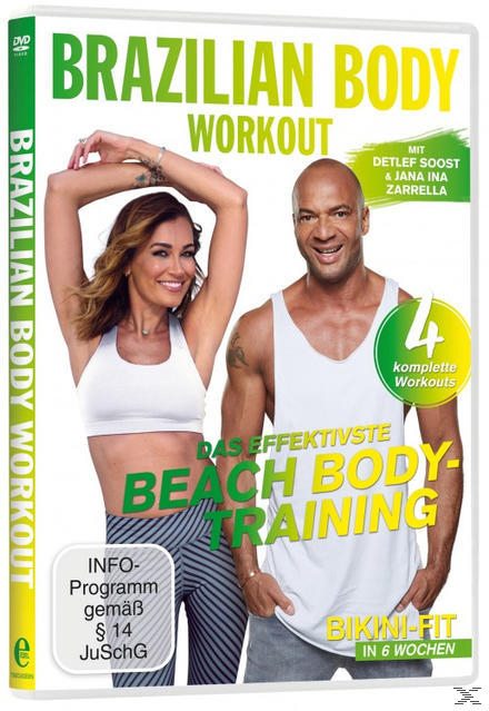 DVD-Cover von 'Brazilian Body Workout' mit Mann und Frau in Sportkleidung, Text auf Deutsch.