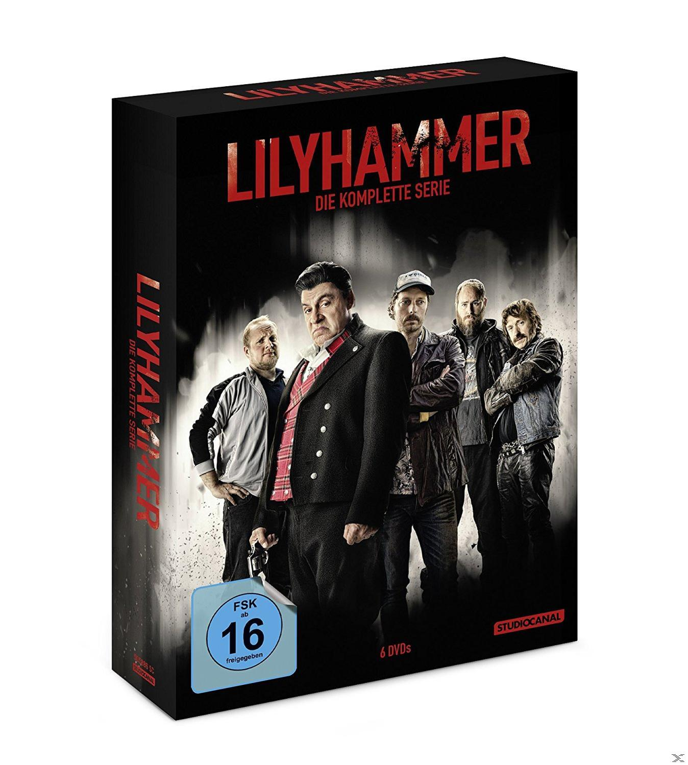 Lilyhammer DVD-Box-Set mit einer Gruppe von Männern auf dem Cover, der Titel in roten Buchstaben.