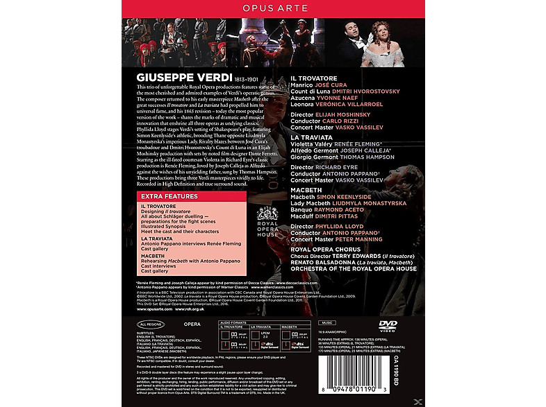 Thumbnail - Cura/Fleming/Keenlys - Il Trovatore/La Traviata/Macbeth (DVD)