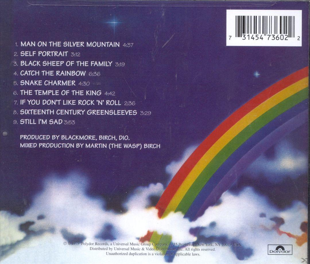 CD-Rückseite mit Regenbogen und Trackliste. Der Hintergrund ist ein Sternenhimmel.