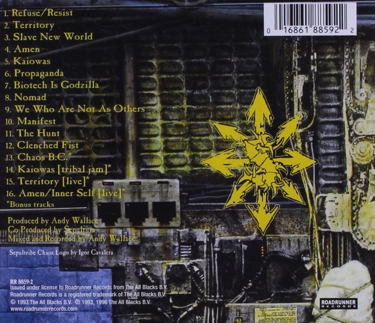CD-Rückseite. Schwarz-gelbes Design mit Bandnamen und Titelliste.