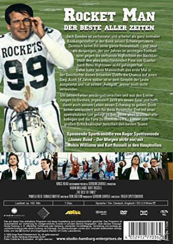 DVD-Cover für "Rocket Man". Footballspieler in Uniform, Text auf Deutsch. Rückseite des Films.