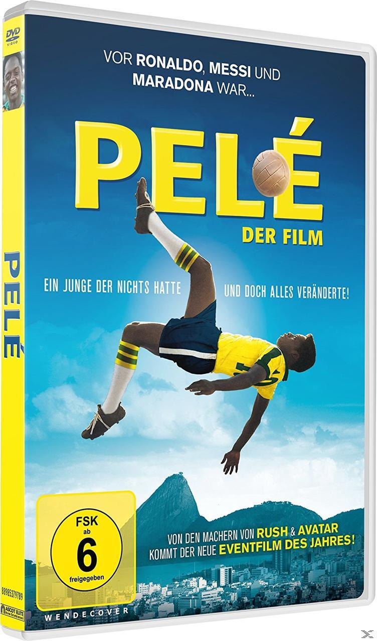 DVD-Hülle für den Film 'Pelé'. Zeigt Pelé in Aktion, einen Fußball und den Filmtitel.