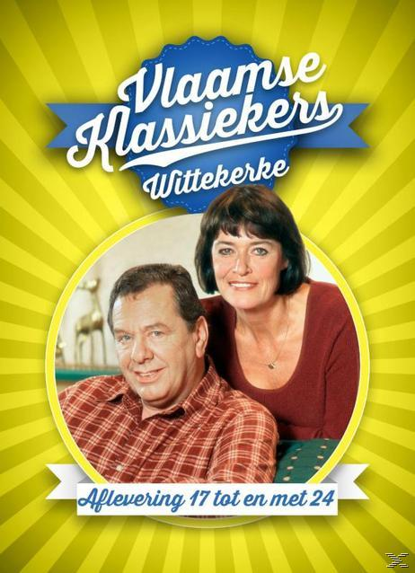 Poster met twee personen op een gele achtergrond, met een gele en blauwe lint. Tekstoverlay.