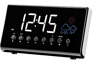 DENVER CR-718 Klockradio med FM-radio, Alarmfunktion och Termometer - Svart