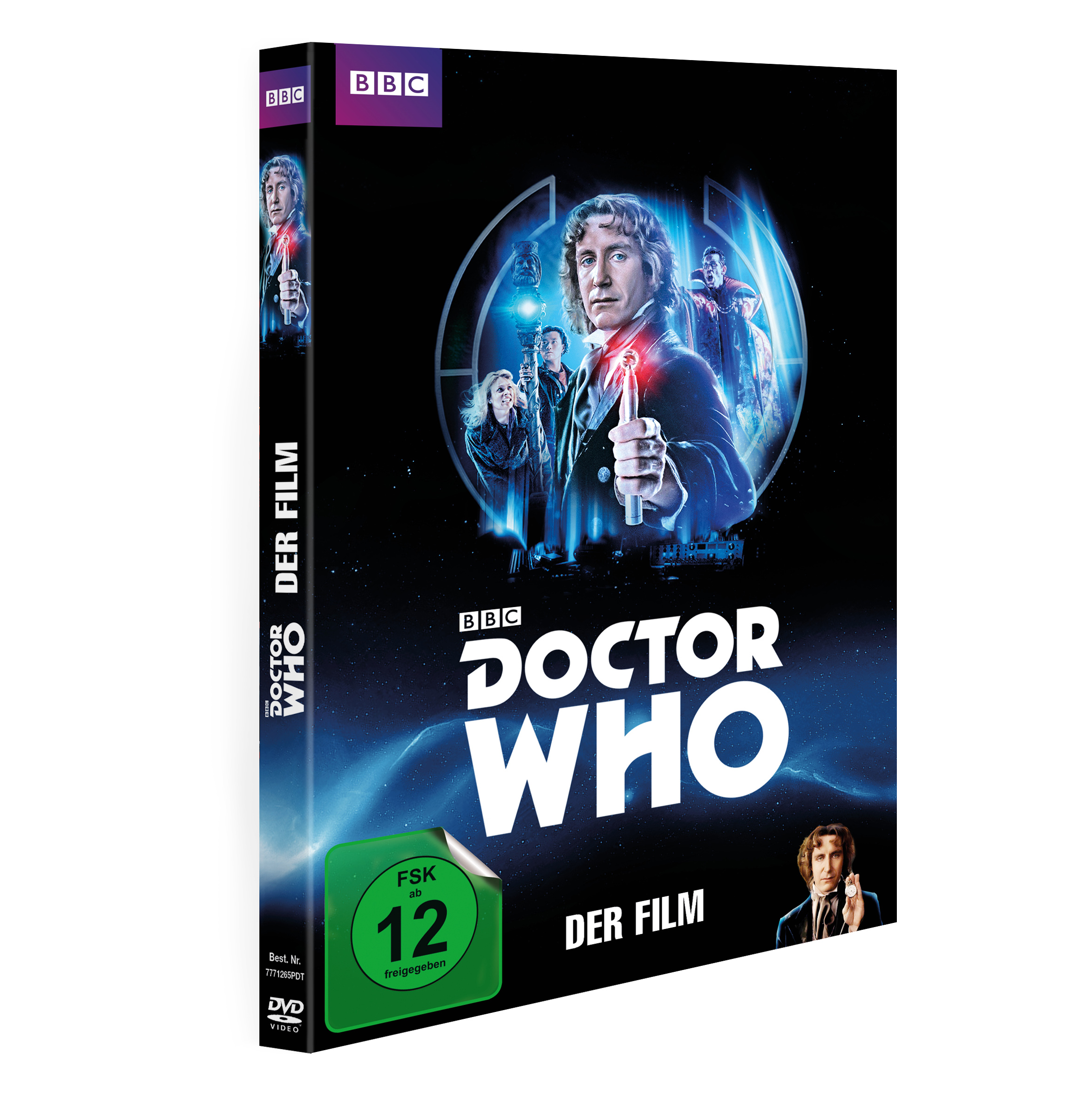 Doctor Who: Der Film DVD-Cover. Ein Mann hält ein Gerät, andere Personen im Hintergrund.